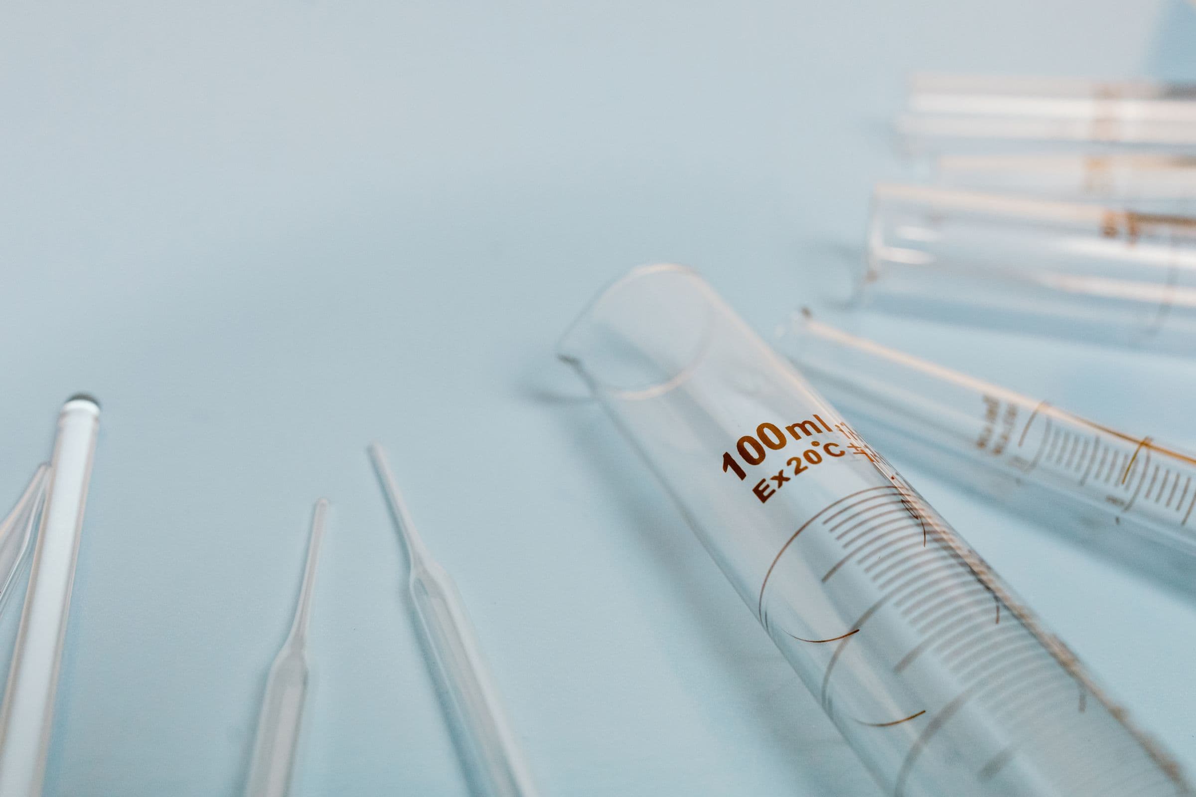 Graduated cylinder and glass pipettes